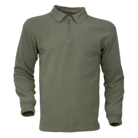Chemise polaire F1 kaki 220g/m² col zippé polyester