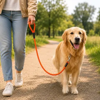 Laisse HB DOG Biothane orange 120 cm - Confort & Sécurité