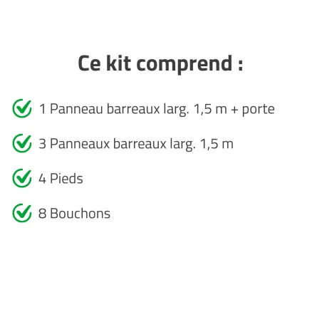 Kit chenil carré 1,5x1,5m - Barreaux acier inoxydable