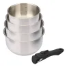 Lot 4 casseroles inox à manche détachable 14-20 cm
