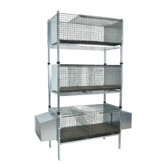 Kit 3 cages élevage lapins 102x50x190 cm superposables
