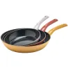 Lot 3 poêles alu forgé Ø20/24/28cm - Manche bakélite