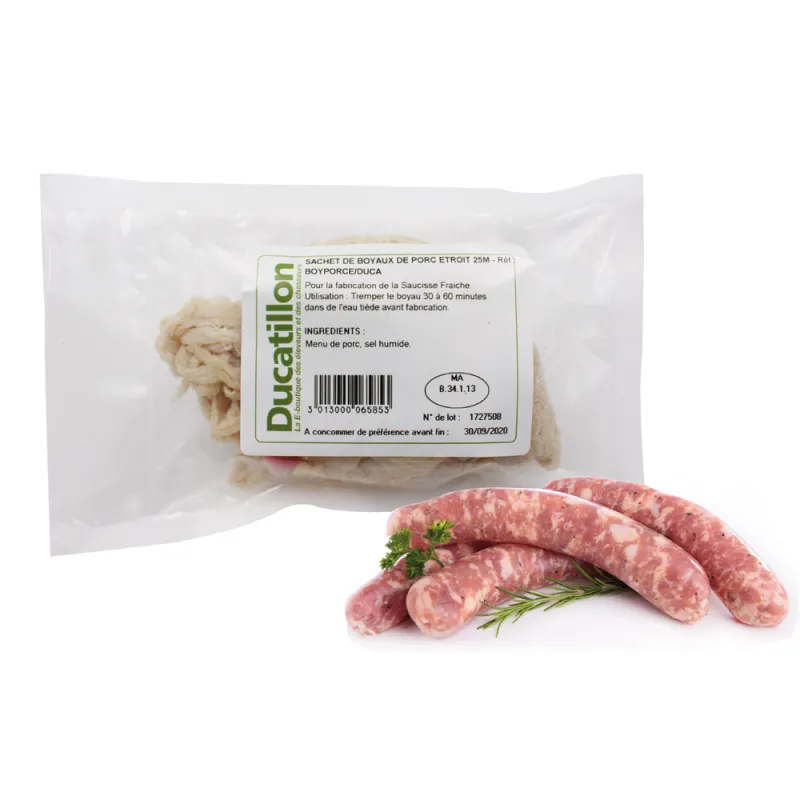 Boyaux de porc étroits 25m - Ø 32/34mm pour saucisses
