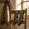 Chaussettes montantes kaki motifs cerf/canard