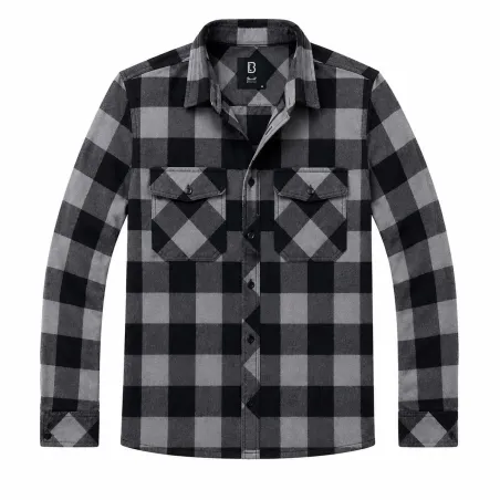 Chemise Homme Flanelle Brandit® - Carreaux Noir/Gris