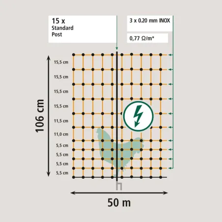 Filet électrique pro 50m H106cm pour volailles et agneaux