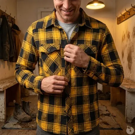 Chemise flanelle Brandit® jaune/noire - Homme