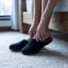 Mules Tara noires peau de pêche bordure léopard