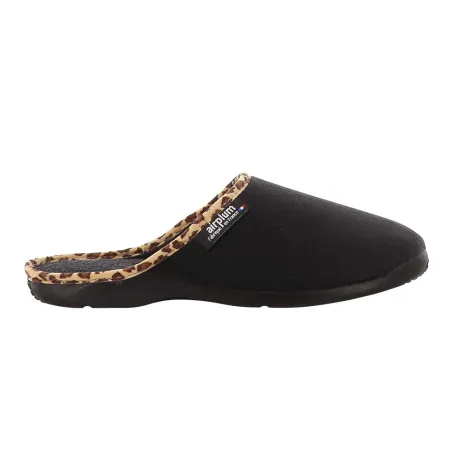 Mules Tara noires peau de pêche bordure léopard