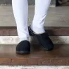 Mules Tara noires peau de pêche bordure léopard