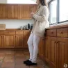 Mules Tara noires peau de pêche bordure léopard