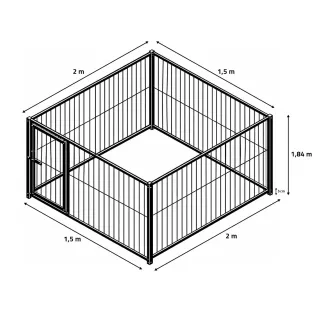Chenil acier 1,5x2m - Kit complet sécurisé extérieur