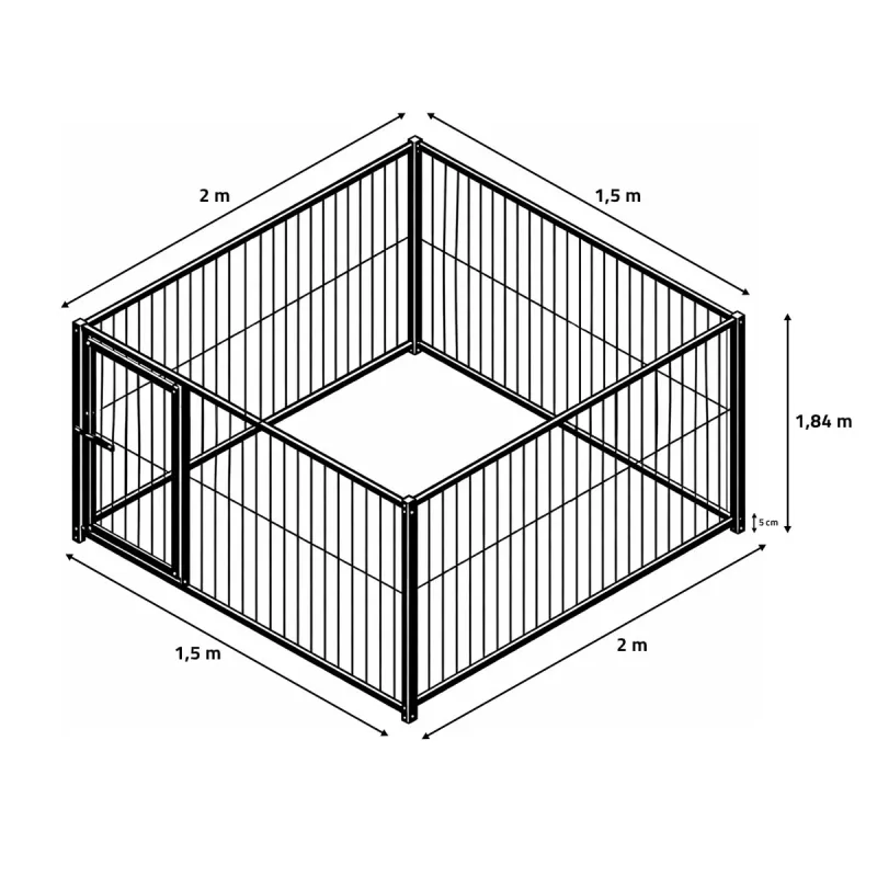 Chenil acier 1,5x2m - Kit complet sécurisé extérieur