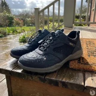 Baskets Duru cuir bleu marine imperméables à élastique