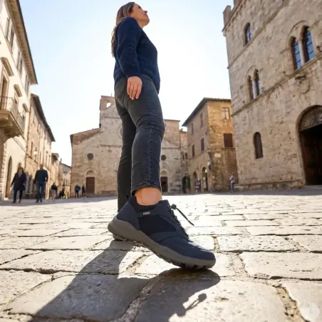 Baskets Duru cuir bleu marine imperméables à élastique