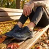 Baskets Duru cuir bleu marine imperméables à élastique