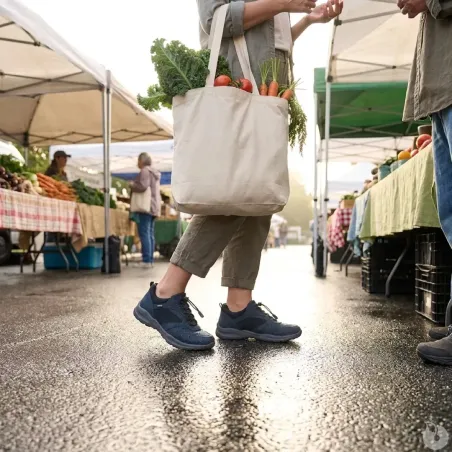 Baskets Duru cuir bleu marine imperméables à élastique