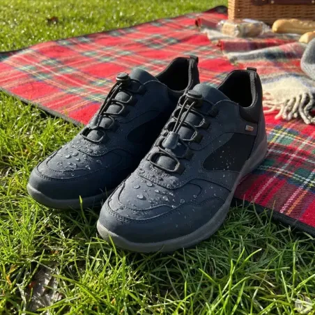 Baskets Duru cuir bleu marine imperméables à élastique