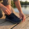 Baskets Duru cuir bleu marine imperméables à élastique