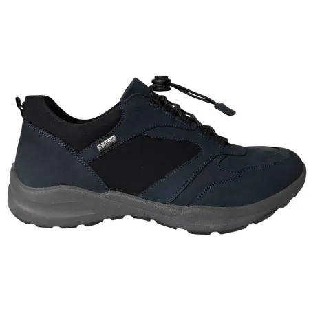 Baskets Duru cuir bleu marine imperméables à élastique
