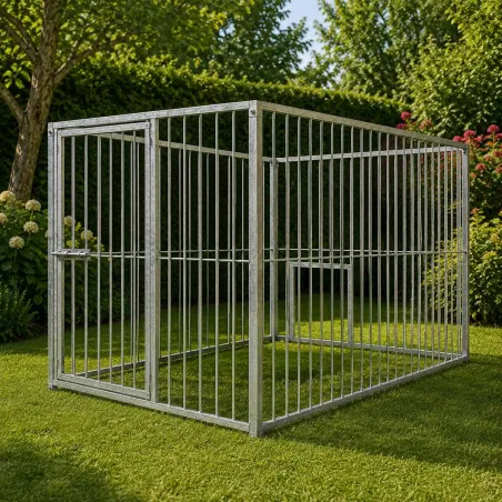Chenil acier 1,5x2m avec porte 1,5m pour niche
