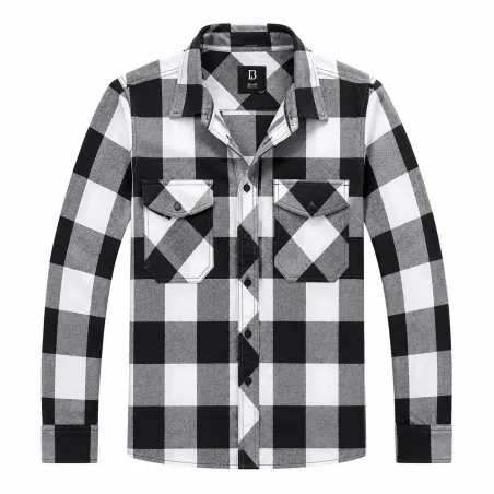 Chemise homme Brandit® carreaux noir/blanc - flanelle coton