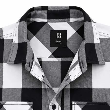 Chemise homme Brandit® carreaux noir/blanc - flanelle coton