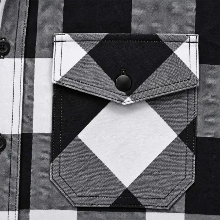 Chemise homme Brandit® carreaux noir/blanc - flanelle coton