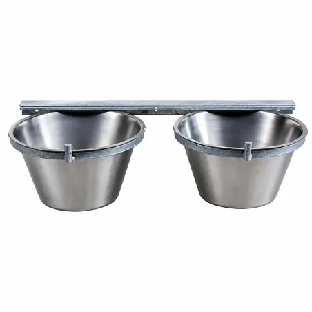 Mangeoire double pro pour chenil - Acier galvanisé 2x2,5L