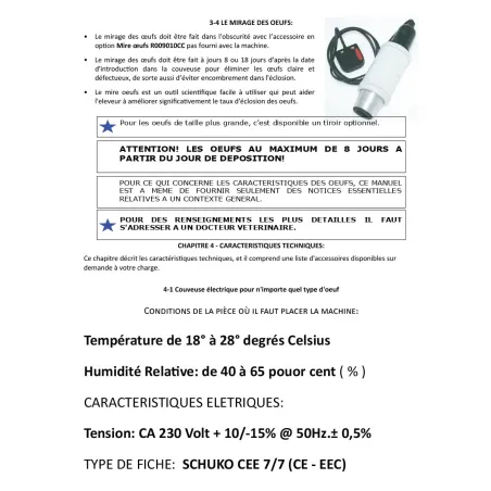 Couveuse Maino DUC 70 + humidificateur auto - 70 œufs
