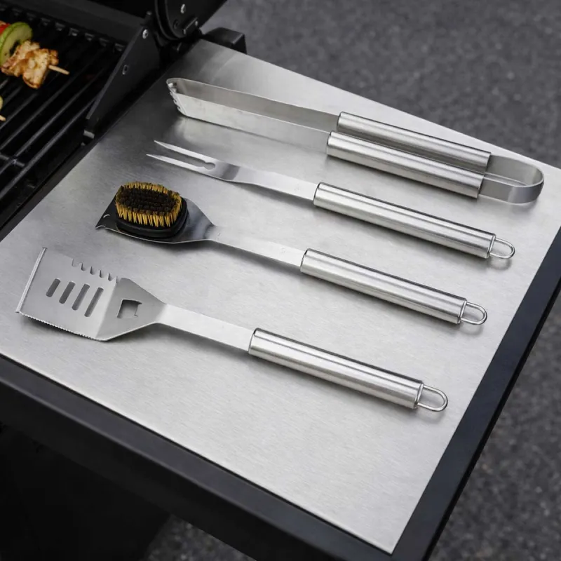 Kit 4 ustensiles barbecue inox - Mallette transport pratique