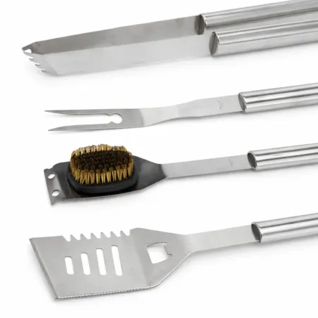 Kit 4 ustensiles barbecue inox - Mallette transport pratique
