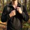 Chemise polaire F1 noire 220g/m² col zippé polyester