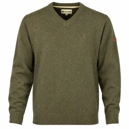 Pull col V kaki - Confort & résistance pour éleveurs et outdoor