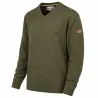 Pull col V kaki - Confort & résistance pour éleveurs et outdoor