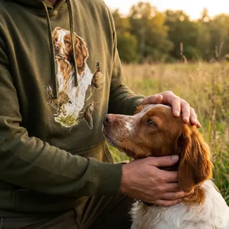 Sweat capuche kaki épagneul Bartavel® - Chasse & Nature