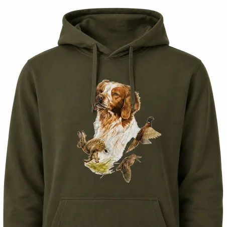Sweat capuche kaki épagneul Bartavel® - Chasse & Nature
