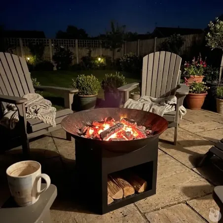 Brasero métal noir Ø57cm - Chaleur et style extérieur