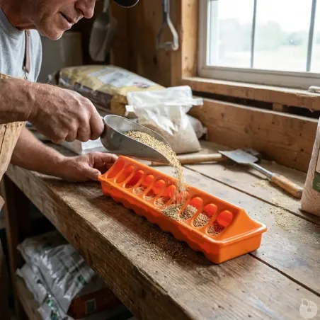 Mangeoire 30 cm plastique à trous pour poussins - Orange GAUN