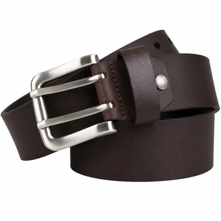 Ceinturon cuir marron 130 cm à double ardillon robuste