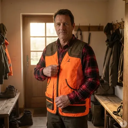 Gilet haute visibilité Savane avec carnier pour chasse