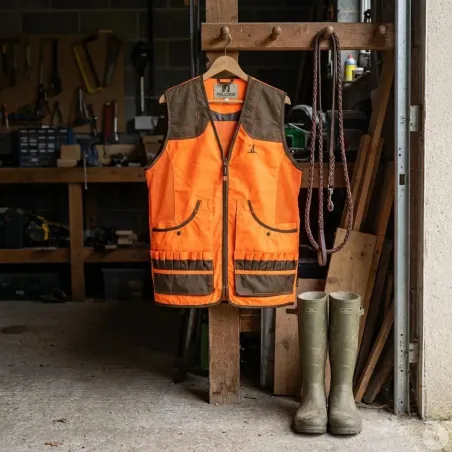 Gilet haute visibilité Savane avec carnier pour chasse