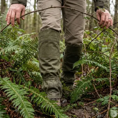 Guêtres hautes résistantes kaki pour protection jambes