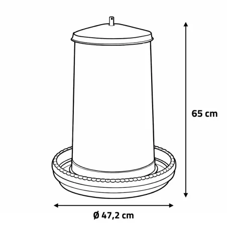 Mangeoire métal 40 kg pour volailles - Trémie réglable