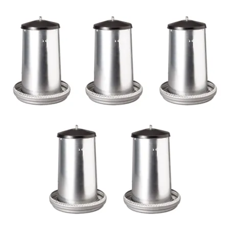 Lot de 5 mangeoires métal 5kg pour volailles