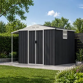 Abri acier Argence + carport - 2 portes coulissantes 1,28m²
