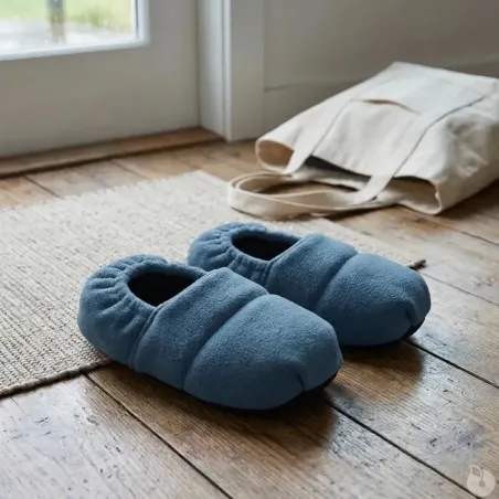 Chaussons chauffants femme gris - Confort textile doux