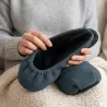 Chaussons chauffants femme gris - Confort textile doux
