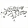Table pique-nique pin autoclave 160 cm 6 places bancs