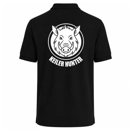 Polo Hunter noir coton manches courtes logo 3